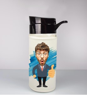 Kişiye Özel Karikatür Tasarım Özel Koruma Kılıflı Cam Matara 95976