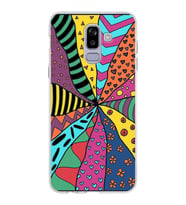 PrintiFy Samsung Galaxy J8 ile Uyumlu 1mm Slim Fit Retro Colors 4 Baskılı Şeffaf  Kılıf