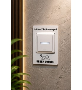 Bebek Uyuyor Zile Basmayın Kapı Uyarı Tabelası – 3 mm MDF