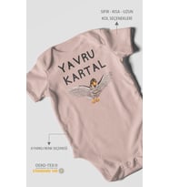 Yavru Kartal Baskılı Bebek Zıbını – Çıtçıtlı Body  %100 Pamuk Kısa Kol (Pastel Pembe)