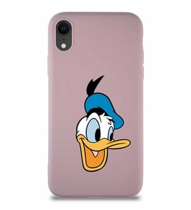 Apple iPhone XR Soft Premier Kapak Donald Duck-A Tasarımlı Silikon Kılıf - Pudra (Şeffaf)