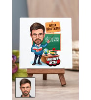 Erkek Müzik Öğretmenine Öğretmenler Günü Hediyesi Karikatürlü Masa Dekoru