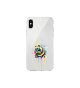 iPhone XS Max ile uyumlu Splash arı tasarımlı şeffaf silikon kılıf