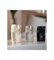 Dekoratif Beton Antik Yüz Gri Siyah Bej Heykel Biblo 3 Lü Set Masa Üstü Aksesuar Kitap Tutucu Dekor (Çok Renkli)