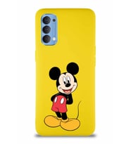 Oppo Reno 4 Soft Premier Kapak Mickey Mouse-B Tasarımlı Silikon Kılıf - Sarı (Şeffaf)