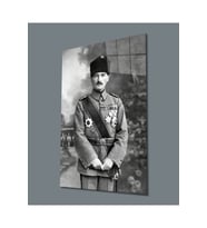 Miyrem Glasses Collection -A1^#  Üniformalı Siyah Beyaz Asker Atatürk Cam Tablo (Çok Renkli)