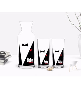 BK Gift Kişiye Özel Renkli Baskılı Godfather Baba Tasarımlı İkili Rakı Bardağı ve Karaf Hediye Seti-10 (Model 1)
