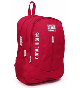 Coral High Sport Kırmızı Okul ve Günlük Sırt Çantası - Dört Gözlü - USB ve AUX Soketli