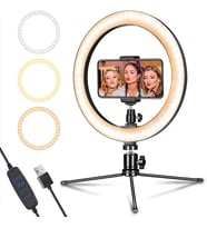 Masa Üstü 26Cm Youtube Tiktok Canlı Yayın Işığı  Selfie Stüdyo Ring Light Tripod Led Halka Işık 10'