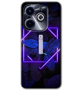 İnfinix Hot 40i Kılıf HD Desen Baskılı Kılıf - Dark Neon Yaprak İ Harfi