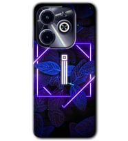 İnfinix Hot 40i Kılıf HD Desen Baskılı Kılıf - Dark Neon Yaprak İ Harfi