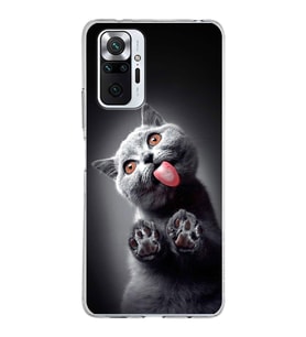 PrintiFy Xiaomi Redmi Note 10 Pro ile Uyumlu 1mm Slim Fit Kedi 2 050c Baskılı Şeffaf  Kılıf