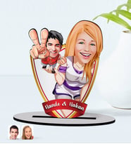 BK Gift Kişiye Özel İsimli Sevgililer Karikatürlü Ahşap Biblo Model-30