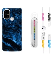 Casper E30 F20 X20 Kılıf Kablo Koruma Spiral Silikon Blue MArble 1379
