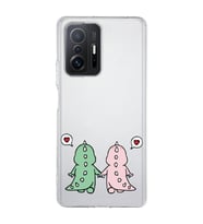 Xiaomi Mi 11T - 11T Pro Uyumlu Kalpli Dinazor Çiftler Tasarımlı Şeffaf Telefon Kılıfı