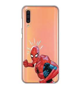 Samsung Galaxy A70 Uyumlu Örümcek Adam Tasarımlı Şeffaf Telefon Kılıfı