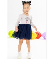 Breeze Kız Çocuk Elbise Unicorn Baskılı 1.5-5 Yaş, Bej Melanj