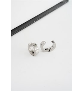 Unisex 316 L Paslanmaz Çelik 1.5 cm Sıkıştırmalı Halka  Model Küpe