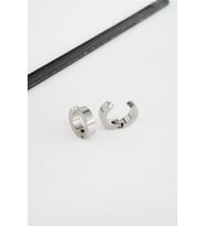 Unisex 316 L Paslanmaz Çelik 1.5 cm Sıkıştırmalı Halka  Model Küpe