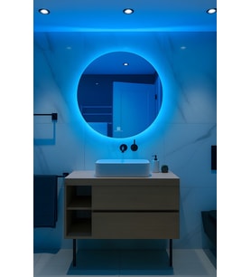Digital Hayat  Dokunmatik Dimlenebilir Beyaz Gün Işığı Amber Mavi Kırmızı Led Işıklı Yuvarlak Ayna  Dekoratif Banyo Makyaj Aynası  50cm - 80cm