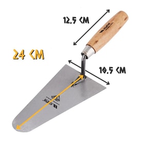 Kupa Ahşap Saplı Üçgen Sıvacı Malası - Oval Uç - 24 cm. (Gri-Bej)