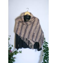 Tunus İşi Şal Yumuşak Yün Akrilik Karışımı El İşi El Yapımı Hediye Handmade Kahve Batik