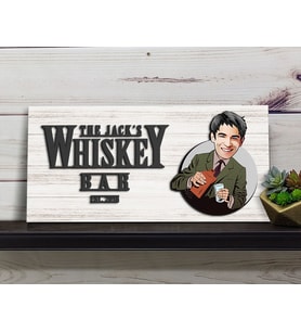 BK Gift Kişiye Özel Karikatürlü Kabartma Tasarım Antik Beyaz Ahşap Bar Tabelası, Home Bar Tabela, Rustik Ev Dekorasyonu, Duvar Dekoru-1