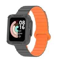 Lexroo Xiaomi Redmi Watch 2 Silikon Kordon KRD-105 Strap Kayış - Gri-Turuncu