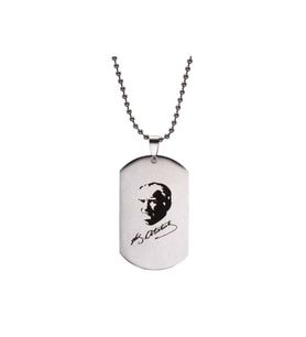 Erkek Çelik Atatürk İmzalı Zincir Kolye