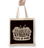 State Of Vegetarian Mind Vegan Veganism Animal Rights Veggie Bez Çanta Uzun Saplı
