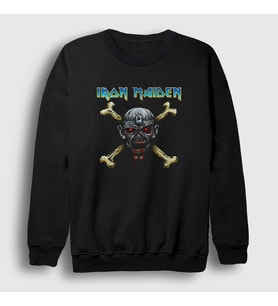 Presmono Unisex Siyah Skull Iron Maiden Sweatshirt 87047tt