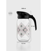 Renga Beluga Desenli 1000 ml Bej Kapaklı Cam Sürahi 112027 (Siyah)