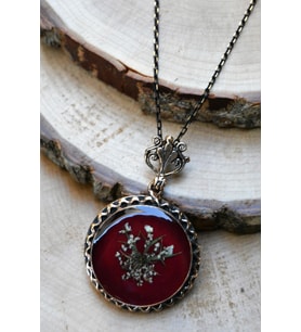 STONEAGE JEWELLERY Gerçek Çiçeklerden Yapılmış Tasarım Bayan Kolye