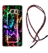 Samsung S7 Edge S20 Fe Plus Ultra S21 S22 Kılıf Boyun Asklı Rasta Silikon Butterfly Neon 1684