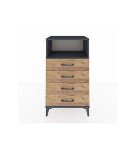 Hyperion Komodin Tek Raflı 4 Çekmeceli 60x44x106 Antrasit-Çam