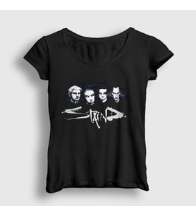 Presmono Kadın Siyah Band Staind T-Shirt 429549tt