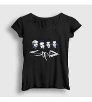 Presmono Kadın Siyah Band Staind T-Shirt 429549tt