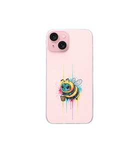 iPhone 15 ile uyumlu Splash arı tasarımlı şeffaf silikon kılıf