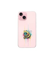 iPhone 15 ile uyumlu Splash arı tasarımlı şeffaf silikon kılıf