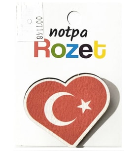Notpa Rozet Ahşap Kalp Bayrak - 3 adet