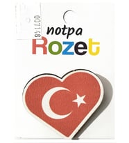 Notpa Rozet Ahşap Kalp Bayrak - 3 adet