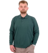 Mode XL Büyük Beden Erkek Polo Yaka Sweatshirt Nakışlı U24340 Nefti