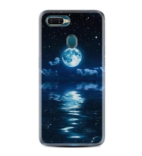 Oppo A5S A15 A16 A54 A55 A73 A74 Kılıf Desemli Silikon Night Moon 1133