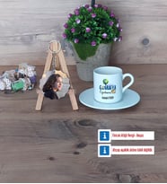 Coğrafya Öğretmeni Türk Kahvesi Fincanı Ahşap Altlıklı ve Fotoğraflı Ahşap Anahtarlık Hediye Öğretmenler Günü Hediyesi (Model 2)
