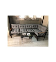 miami Köşe Koltuk Takımı , 3+2 Balkon-bahçe-çay Seti-mutfak Köşesi mermer desen 70x50cm sehpa (Gri)