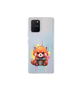 Samsung Galaxy A91 ile Uyumlu Splash Tilki Tasarımlı Şeffaf Silikon Kılıf
