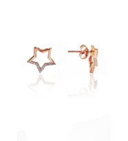 Söğütlü Silver Gümüş rose zirkon taşlı yıldız küpe