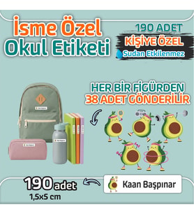 Kapbirhediye Okul Etiketi Isme Özel Kalem Defter Etiketi Avakado Temalı 190 Adet