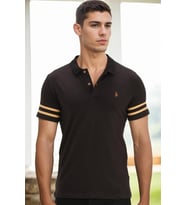 T8585 DEWBERRY ERKEK T-SHIRT-SİYAH-CAMEL-2