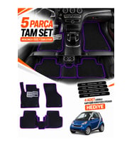 SMART FORTWO (2007-2014) Uyumlu EVA Oto Paspas Metal Topukluklu Havuzlu 5 Parça Siyah-Mor